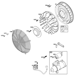Flywheel, Ignition, And Starter Group Diagram and Parts List for 61G477-0008-J1  Briggs and Stratton Engine